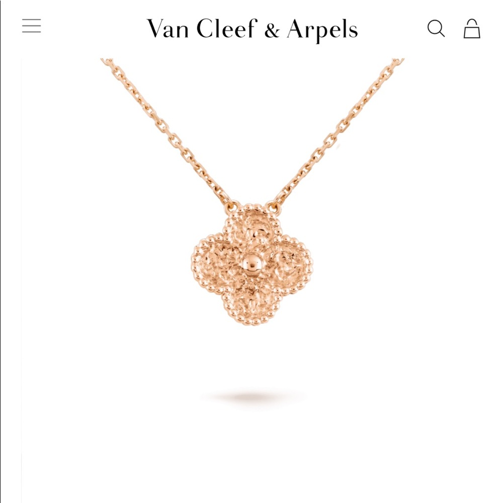 (SOLD) Van Cleef & Arpels Vintage Alhambra Pendant Rose Gold Necklace - Picture 1 of 14